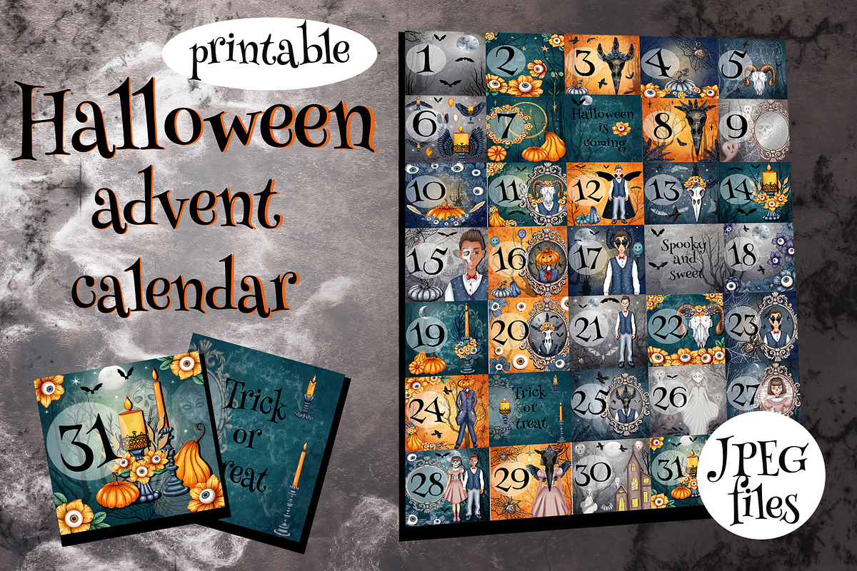 Printable Halloween advent calendar, a Decorative Illustration by Mrs.Swan_Design (Photo 1 of 4)