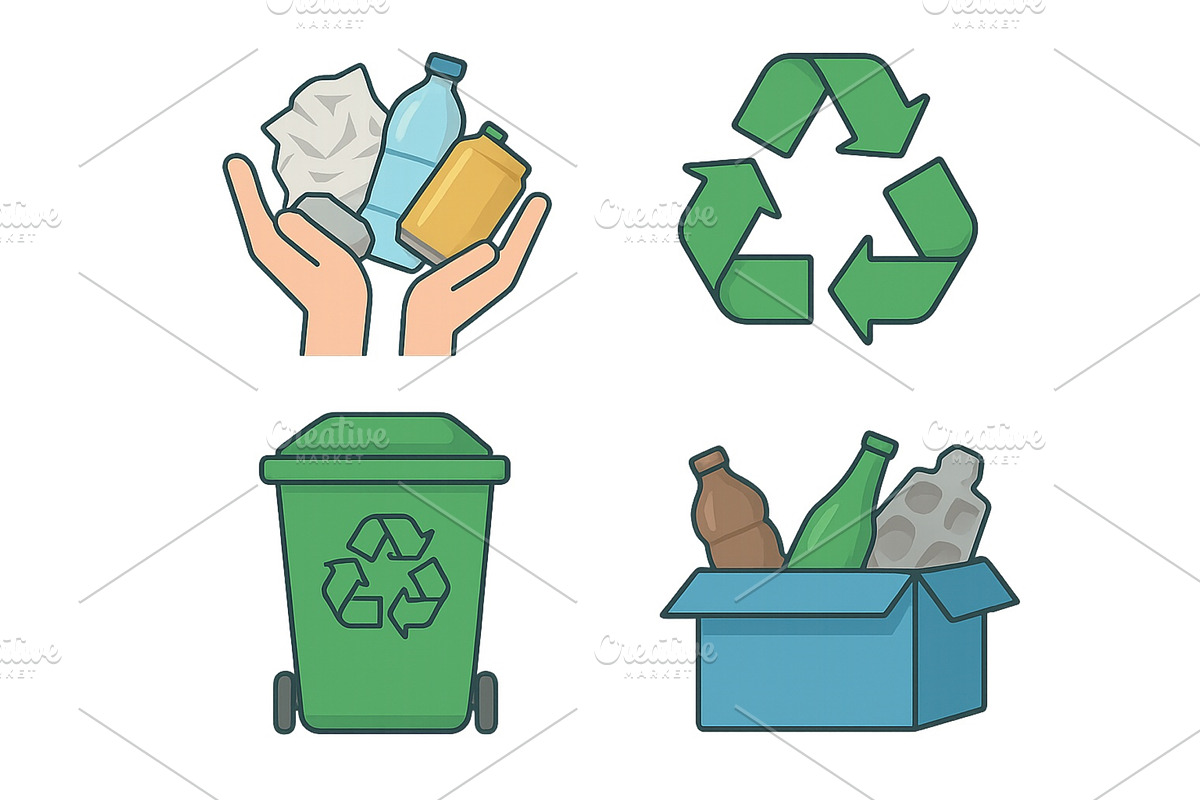 Hands holding recyclable materials, an Object Illustration by ZinetroN ...
