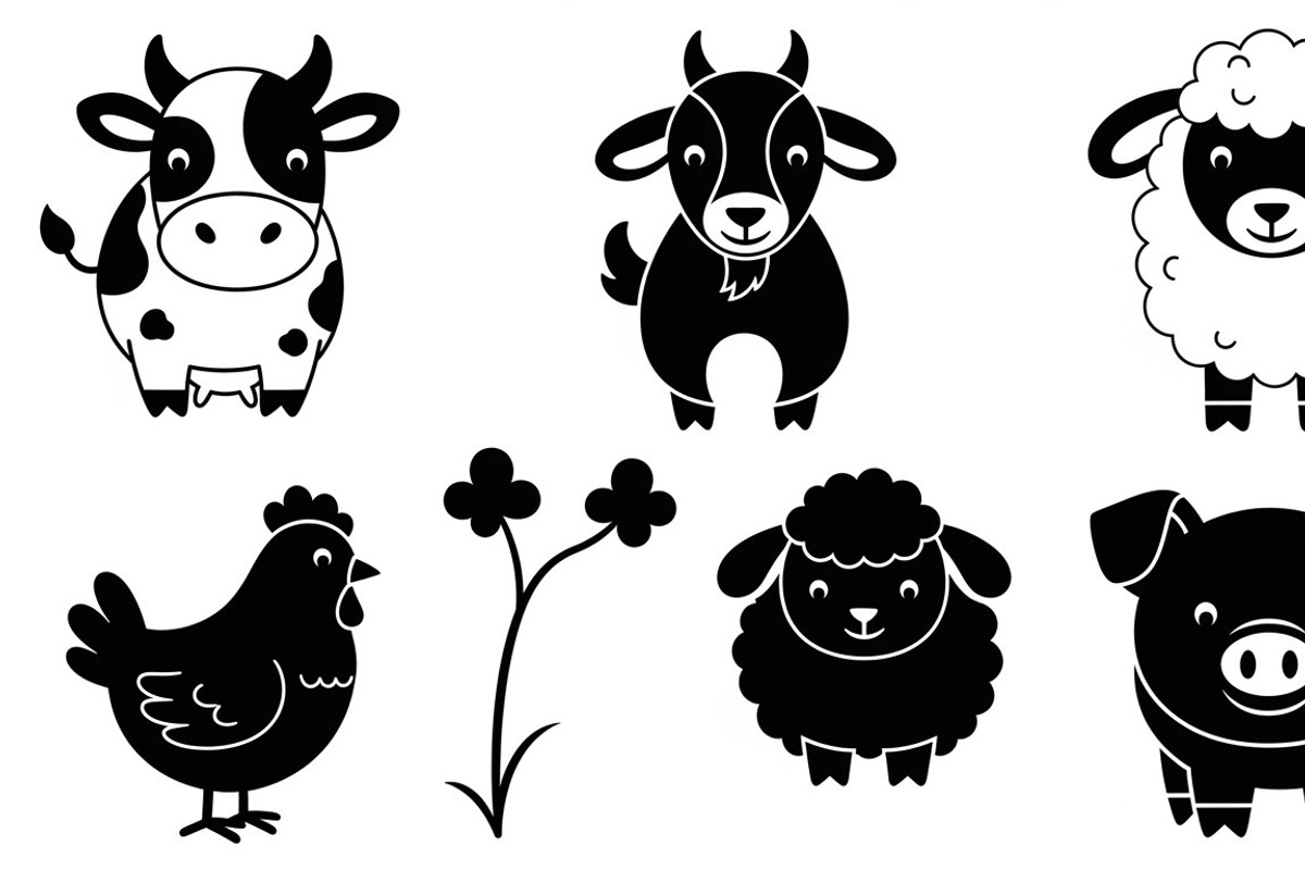 Cute Farm Animal Silhouette Bundle, an Illustration by hafijul (Photo 33 of 51)