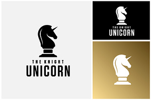 Unicorn Chess Horn Horse Knight Logo, a Branding & Logo Template by Enola99d