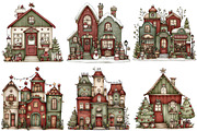 Christmas Town Sublimation Clipart, an Illustration by Craft Nest (Thumbnail 4 of 7)