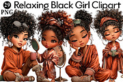Relaxing Black Girl Clipart, an Illustration by Daily.Designs (Thumbnail 1 of 5)