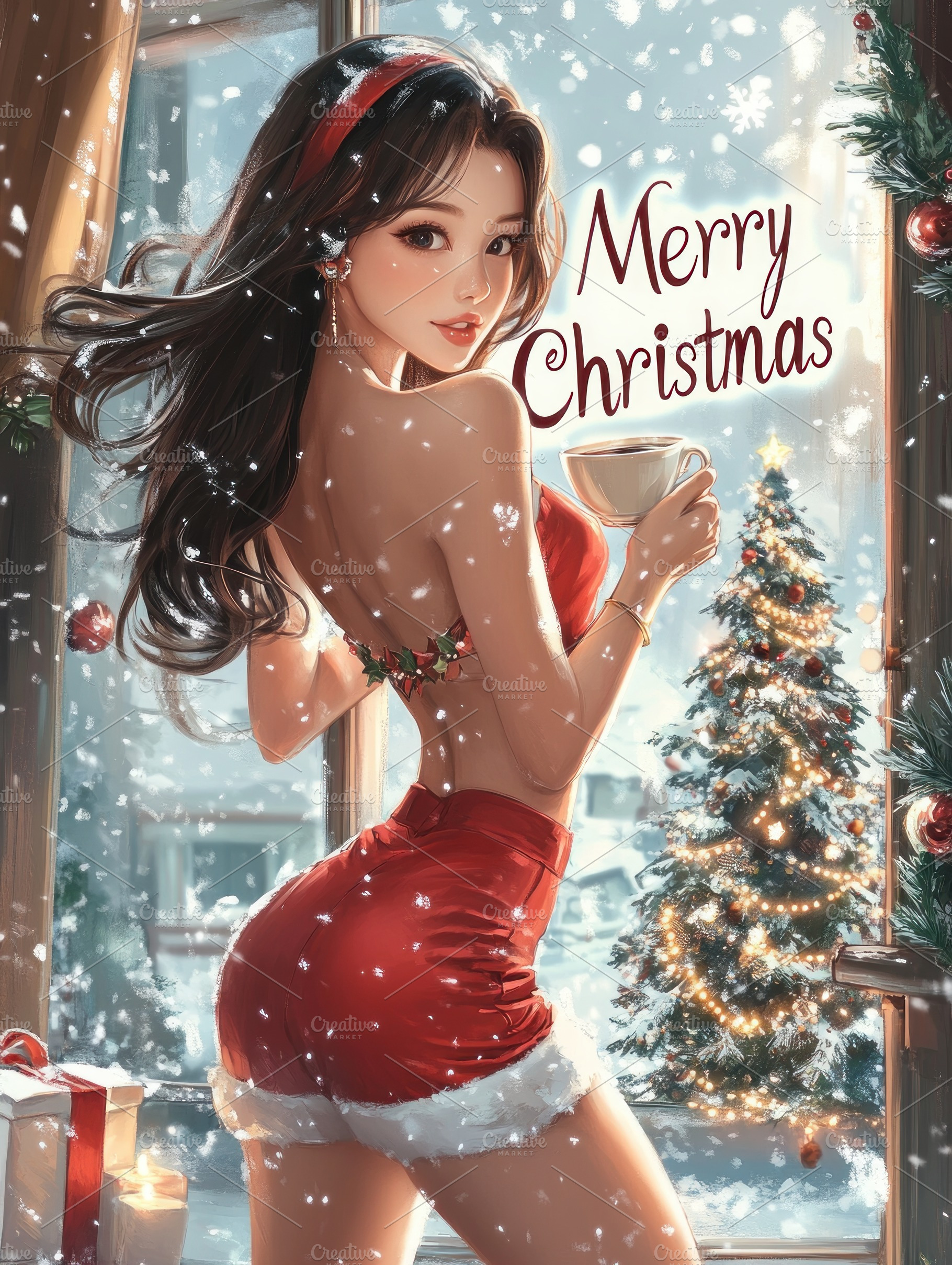 woman in santa style. inscription MERRY CHRISTMAS, a Photo by Pictures for you!!!!!!!!!