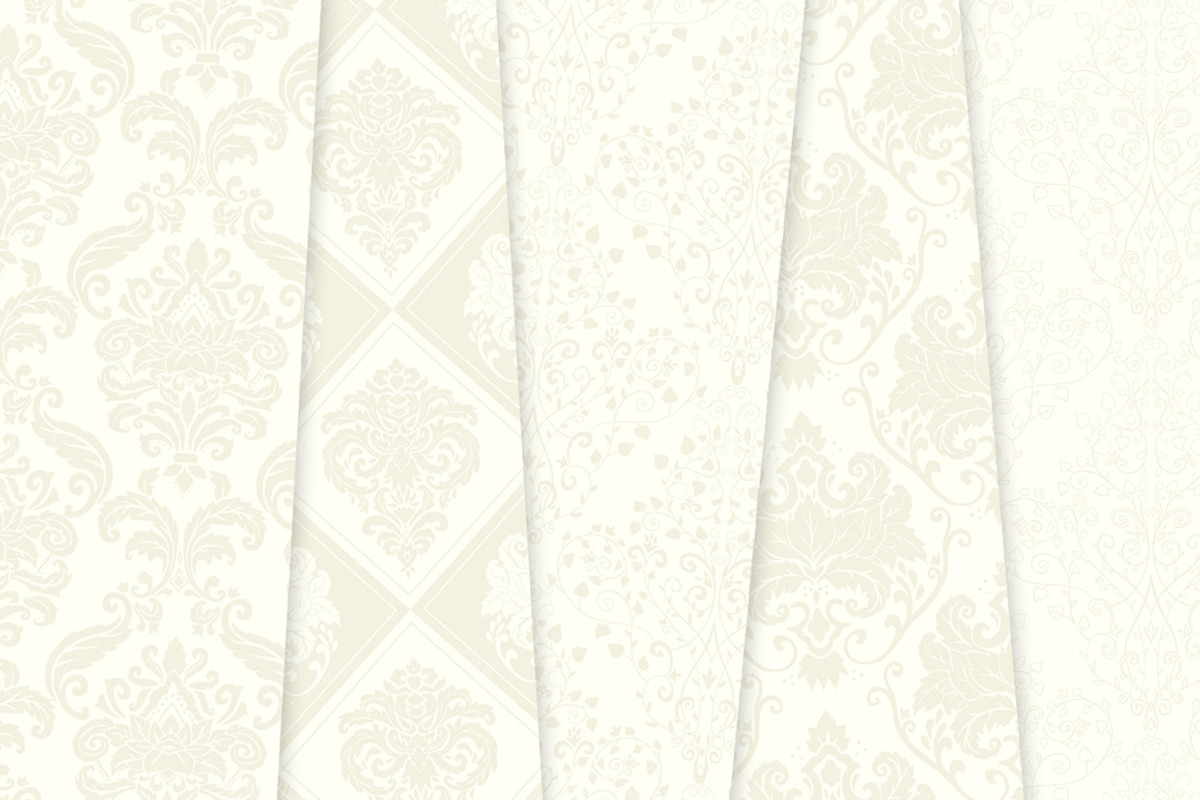 28 Ivory Damask Digital Papers, a Pattern Graphic by Avenie Digital