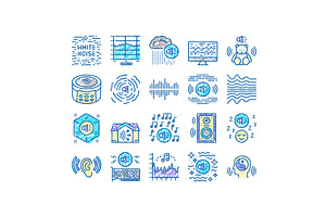 White Noise Hearing set Icons hand, an Object Illustration by pikepicture