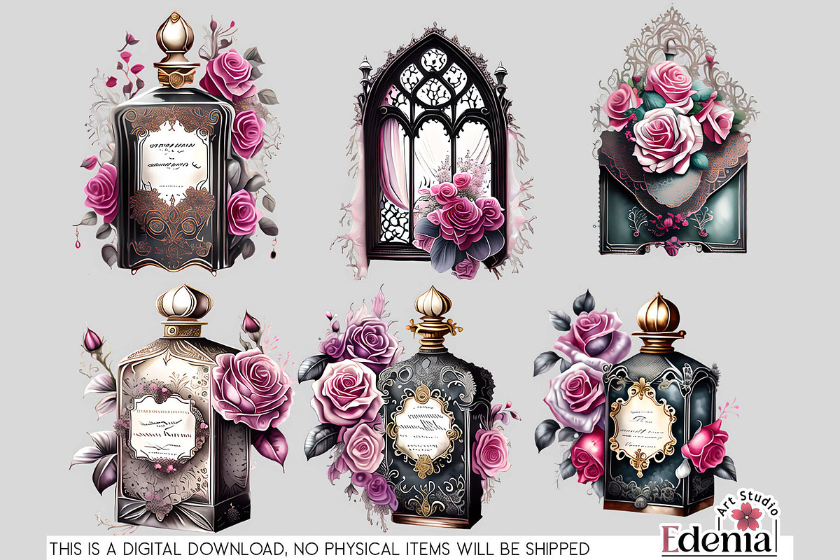 Victorian Gothic Wedding #2 Cliparts, a Seasonal Illustration by EdeniaArtStudio (Photo 4 of 9)