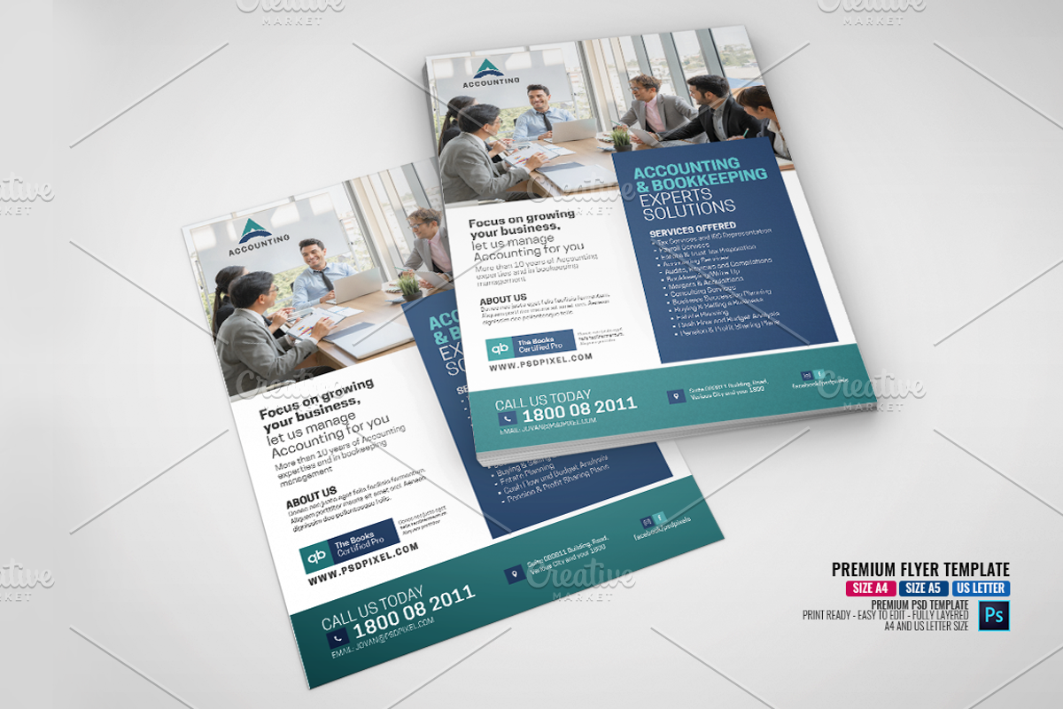 Bookkeeping and Accounting Services, a Flyer Template by PSDPixel
