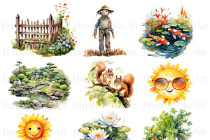 Watercolor Garden Clipart Flower PNG