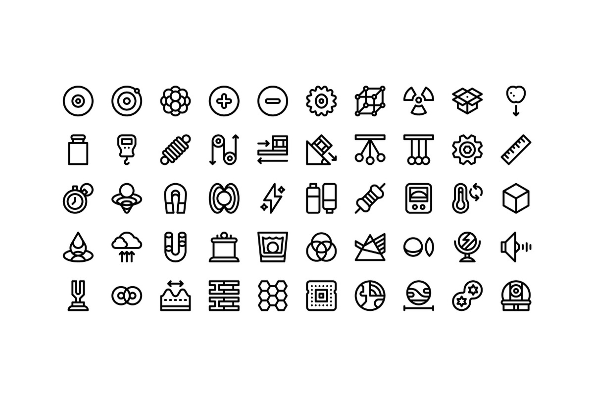 50 Physics Icons, an Outline Icon by Side Project (Photo 2 of 7)