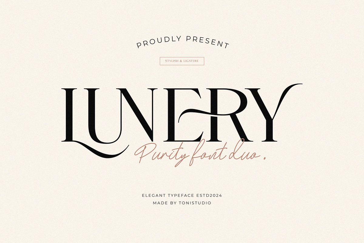 Lunery Purity || Modern Font Duo, a Serif Font by ToniStudio (Photo 1 of 12)