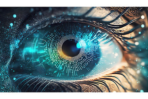 A close-up of a digital eye with, an Abstract Photo by Igor Tichonow