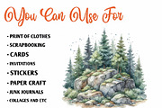 Watercolor Forest Landscape Clipart, a Seasonal Illustration by CreationArt (Thumbnail 5 of 7)