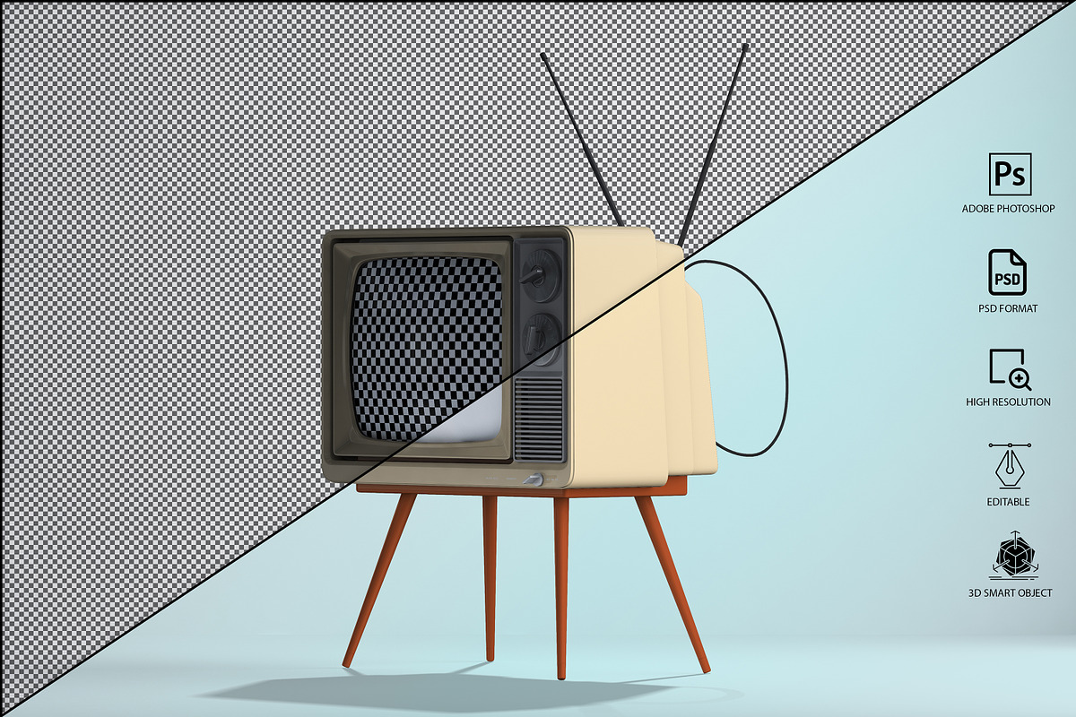 Retro Tv Mockup Pack, a Household Mockup by GraphicVil (Photo 12 of 23)