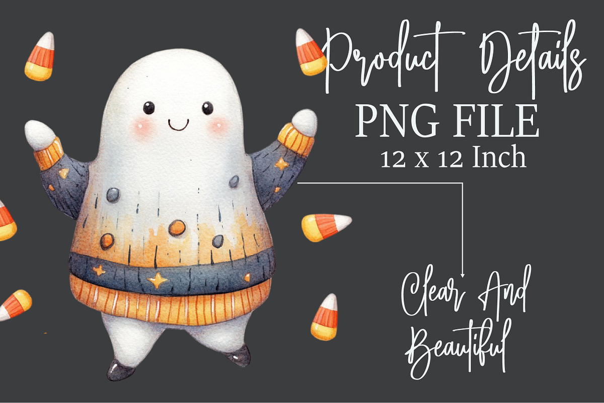 Funny Retro Halloween Ghost Clipart, an Illustration by Rose Art (Photo 4 of 7)