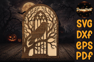 Halloween Raven Gothic Arch SVG, an Object Graphic by DreamPrint404