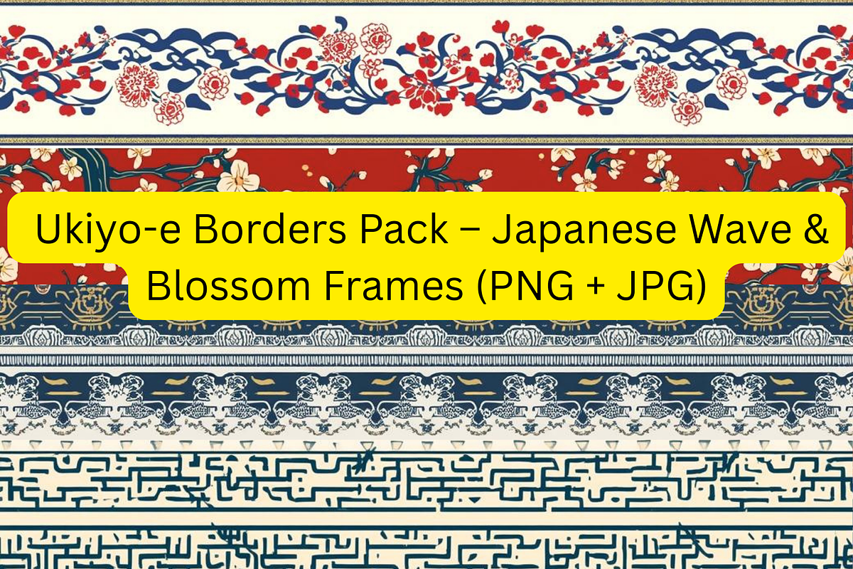 Ukiyo-e Borders Pack – Japanese Wave, an Illustration by Vandy Fullum (Photo 1 of 6)
