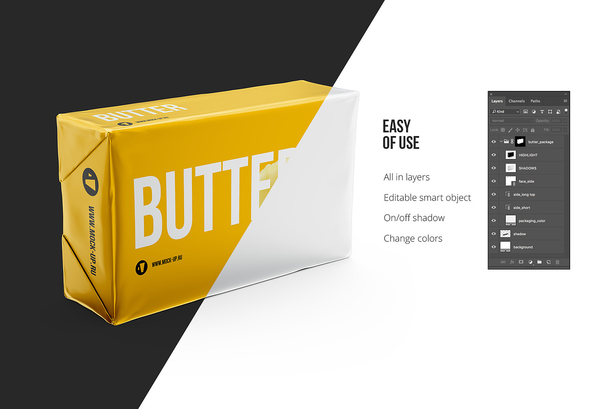 Butter 200g. Front 3/4 view. Mockup, a Packaging Mockup by easymock (Photo 3 of 6)