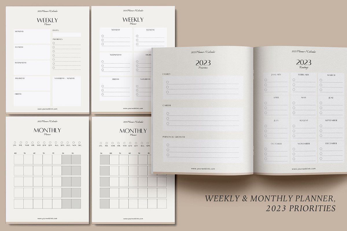 Canva Planner & 2023 Calendar kit v5, a Magazine Template by 3.14&Co