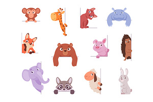 Peeking animals. Cartoon funny, an Animal Illustration by Onyx