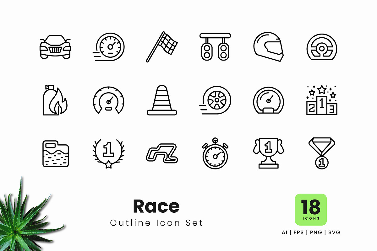 Race Outline Icons, an Outline Icon by Zeer Graphic (Photo 1 of 2)