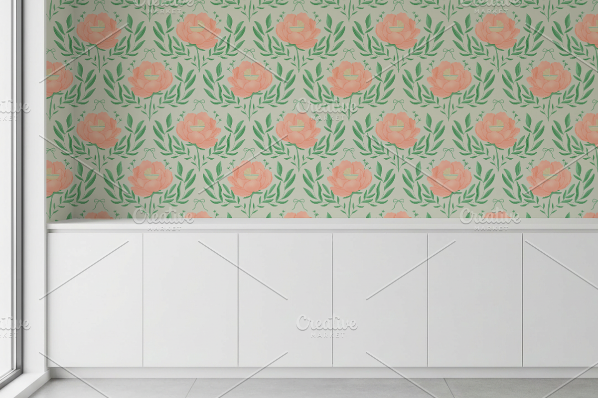 Peony Baby Carriage Seamless Pattern, a Pattern Graphic by Little Creative Scribbles (Photo 2 of 7)