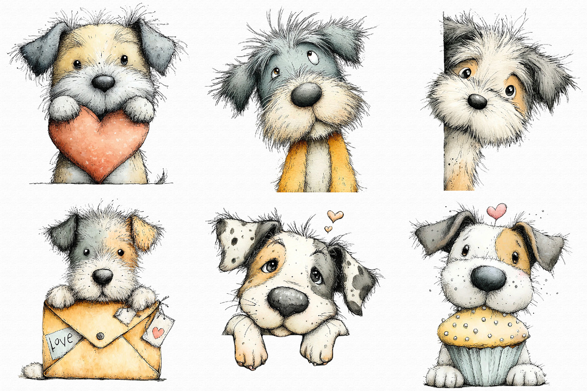 Funny Valentine Peeking Dog Clipart, an Illustration by Libby Wishes (Photo 9 of 9)