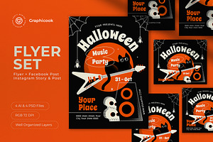 Halloween Music Party Flyer Set