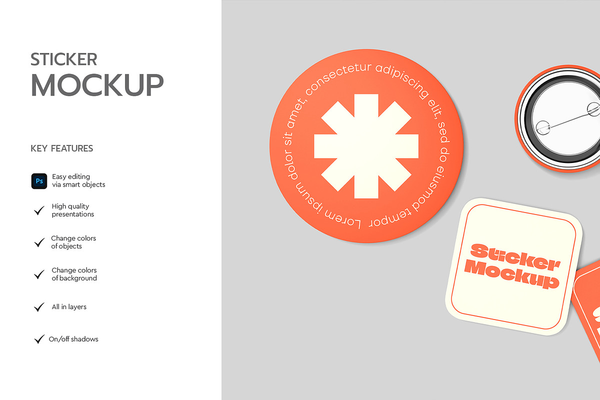Round Sticker Mockup Template, a Product Mockup by graphypix (Photo 2 of 4)