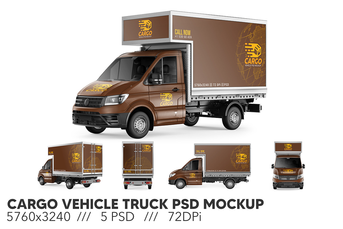 Cargo Vehicle Truck PSD Mockup, a Merchandise Mockup by Sinlatown