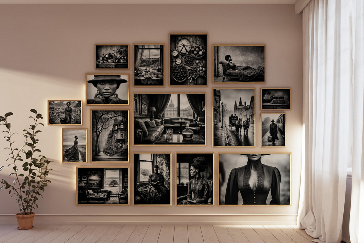 Victoria Era Black Wall Art Set, a Decorative Illustration by PrintablesByFranklyn (Photo 2 of 17)
