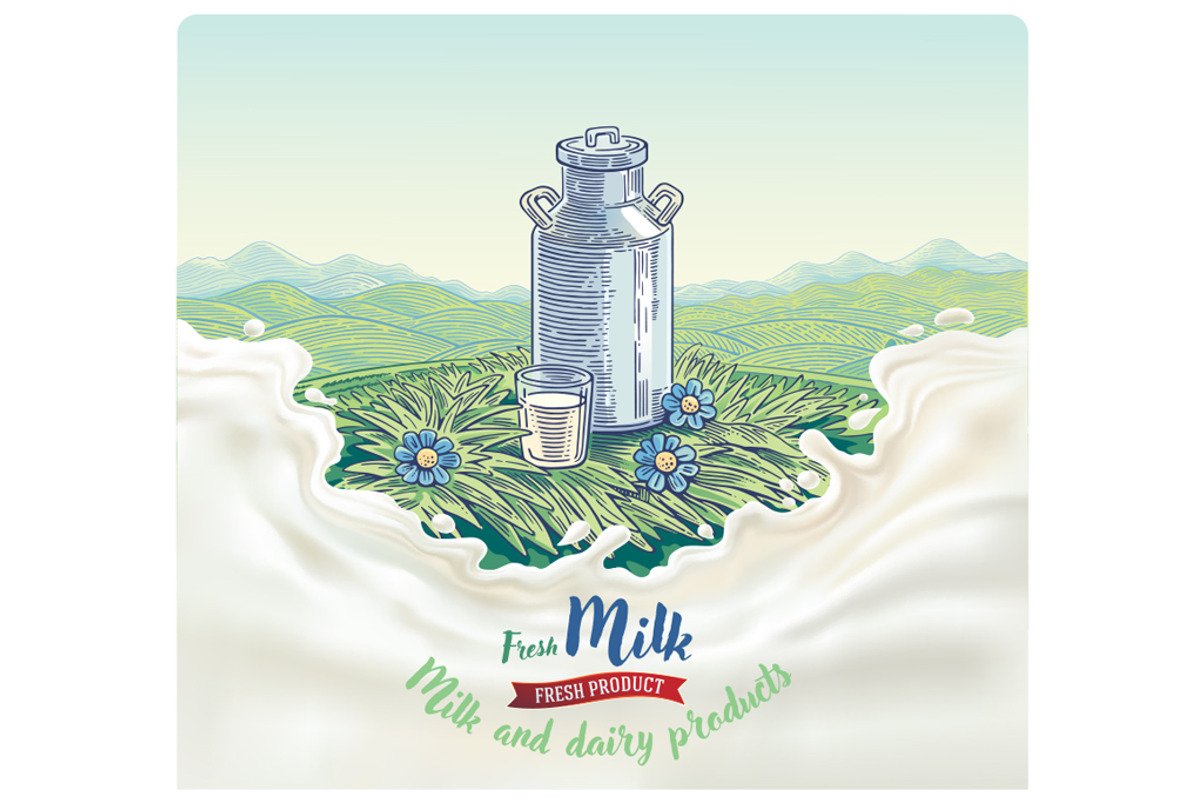 Set illustrations for milk label, a Food Illustration by Countryside life (Photo 3 of 7)