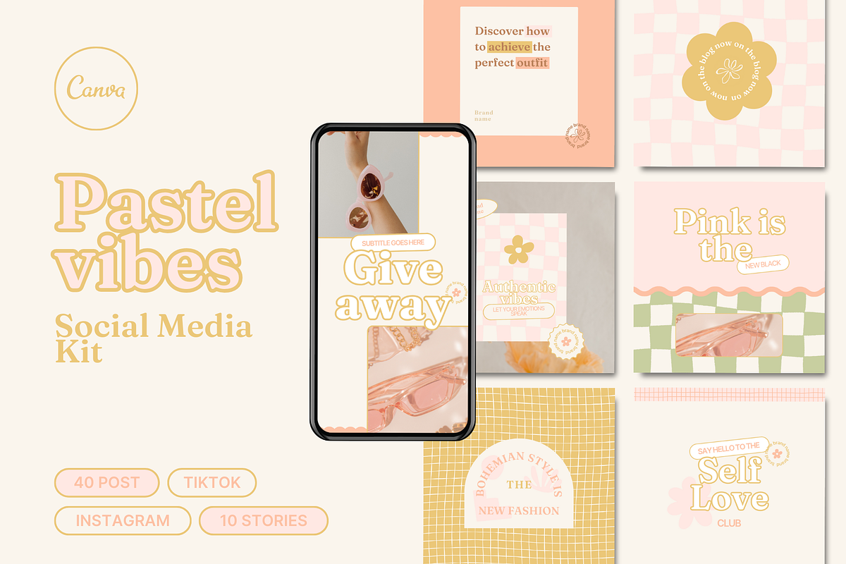 Pastel vibes | Social Media Kit, a Social Media Template by Mila Estudio (Photo 1 of 7)