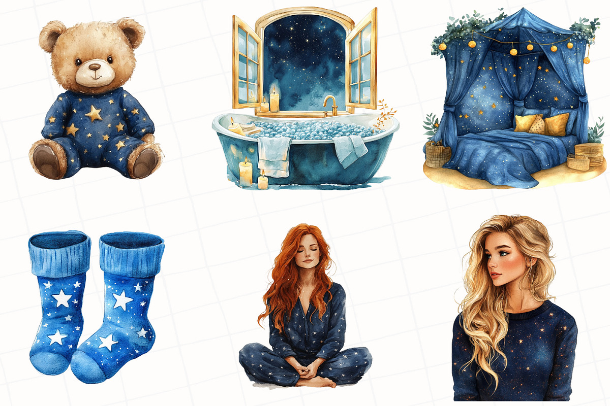 Dreamy Night Cottage Clipart, an Illustration by OK Design (Photo 3 of 5)