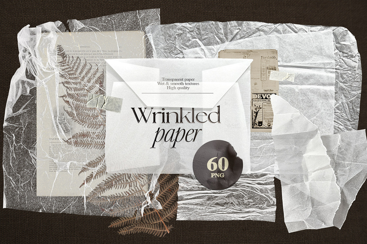 PNG Wrinkled Glued Paper Pack, an Object Graphic by Marie T (Photo 1 of 16)
