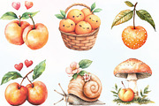 Watercolor Cute Peaches Garden Fruit, an Illustration by CraftArtStudio (Thumbnail 2 of 6)