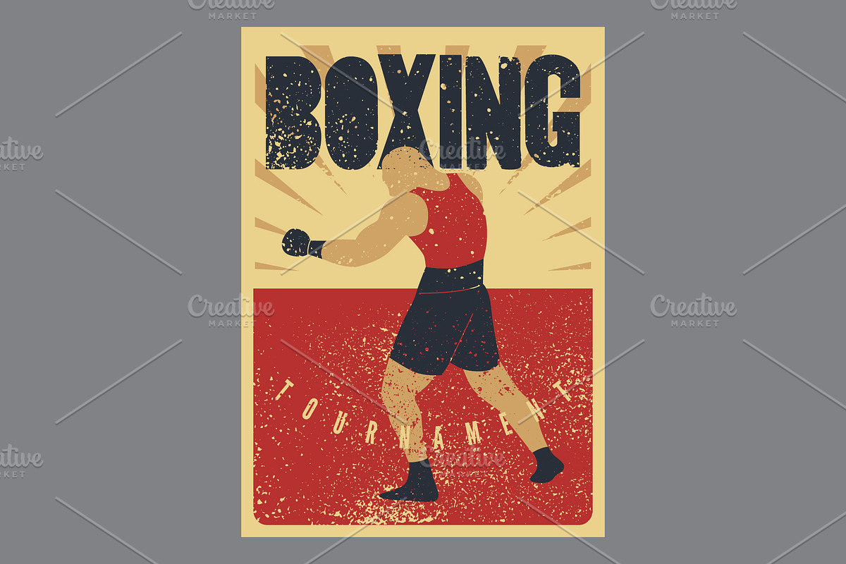 Boxing grunge vector poster set., a Sport Illustration by PoPaShop (Photo 6 of 9)