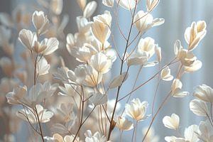 Delicate White Wildflowers in Soft Window Light With Airy Botani, an Abstract Photo by José Manuel Gelpi