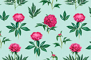 Watercolour illustrations of peonies, a Pattern Graphic by Sundra (Thumbnail 2 of 9)