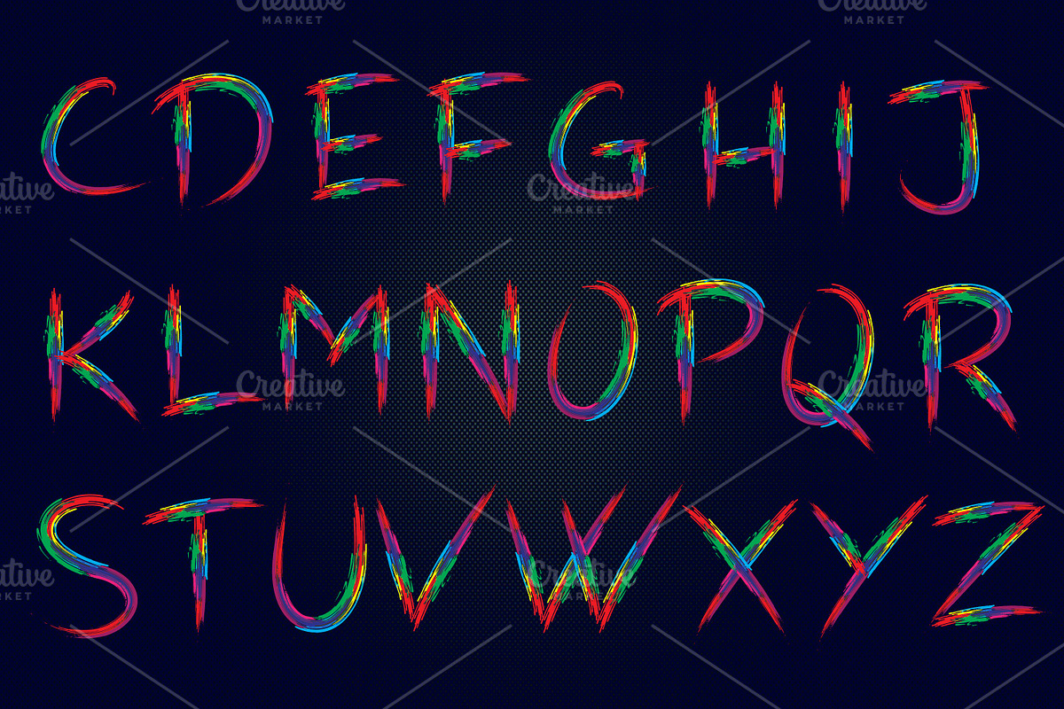 Colorful Brushy Font Rainbow Font 2 preview 3