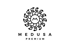 Medusa Snake Logo Vector Icon