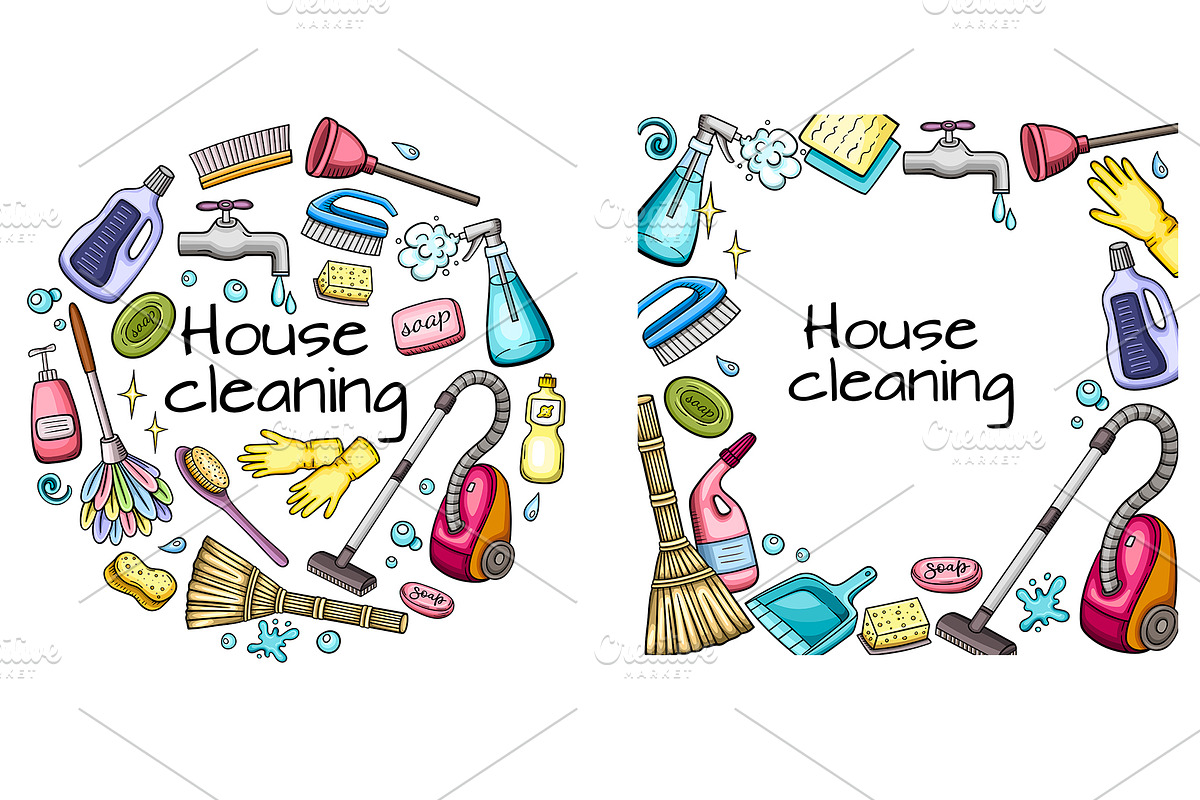 Cleaning Service Doodle Design Kit, an Object Illustration by Artspace (Photo 3 of 3)