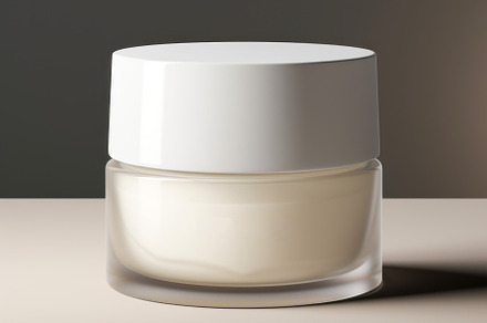 Cosmetic jar glass container with body, face cream. Realistic packaging mockup, a Beauty & Fashion Photo by Natalia Klenova's Shop