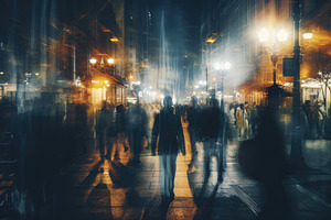 Silhouettes of people walking on the, a Photo by Iftikhar Alam