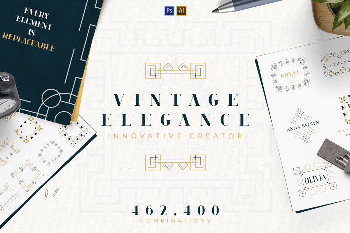 Vintage Elegance Creator -50%, a Branding & Logo Template by VP Fonts (Photo 1 of 7)