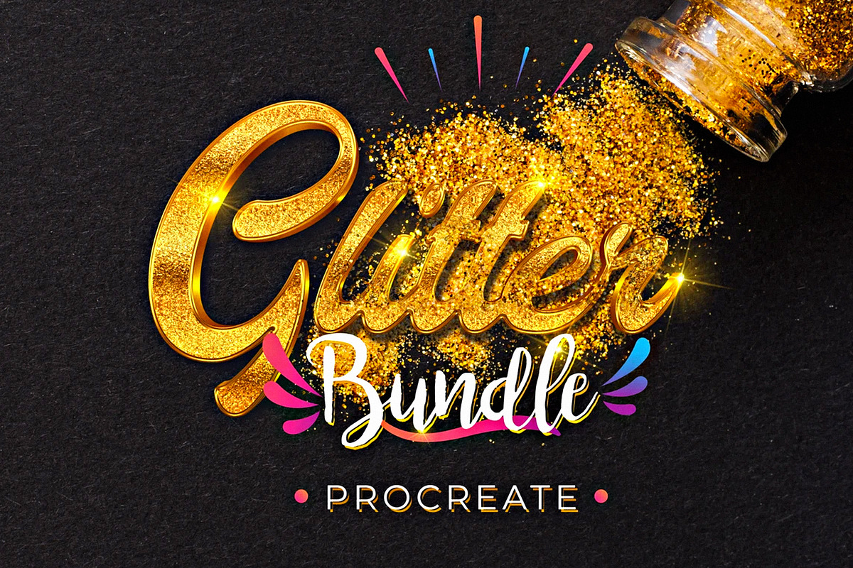 Procreate glitter brushes + textures, a Brush Add-On by Endete & Mazak brushes (Photo 1 of 6)