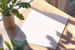 Mockup of white paper on wooden table in business office, a Background Photo by AlyaAnd