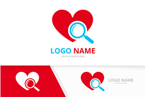 Vector Heart And Loupe Logo