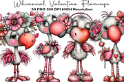 Whimsical Valentine Flamingo Clipart, an Illustration by Black Bird Studio (Thumbnail 1 of 6)
