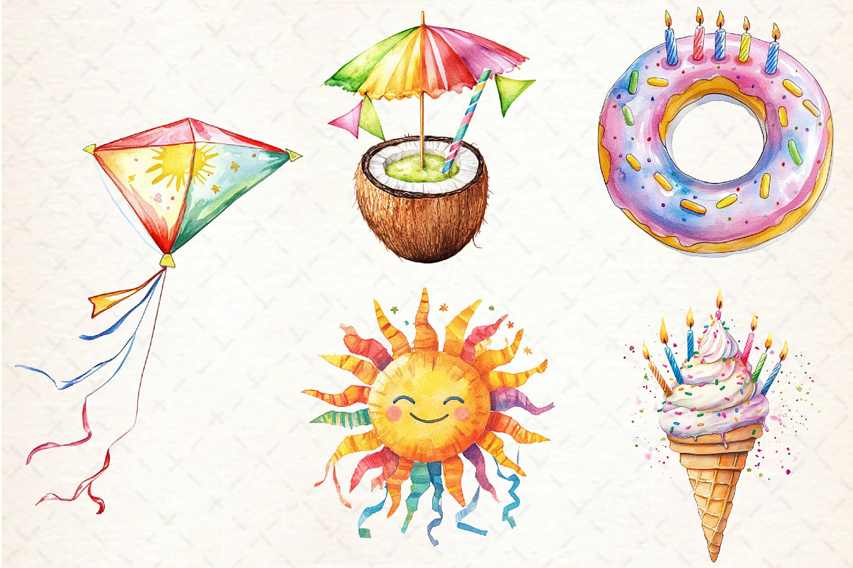 Summer Happy Birthday Clipart, an Illustration by Libby Wishes (Photo 2 of 6)