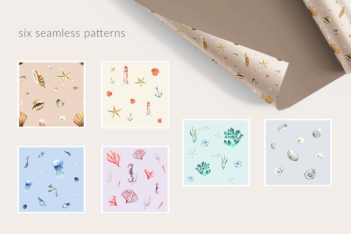 By The Sea – Watercolor Collection, an Illustration by SophieLittleEye (Photo 7 of 12)